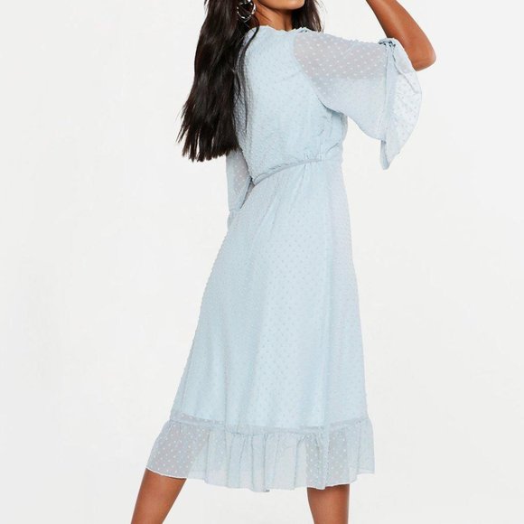 Boohoo Swiss Dot Wrap Dress - Picture 2 of 5